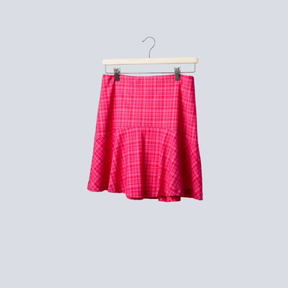 Vibrant Pink Plaid Flounce Golf Skort